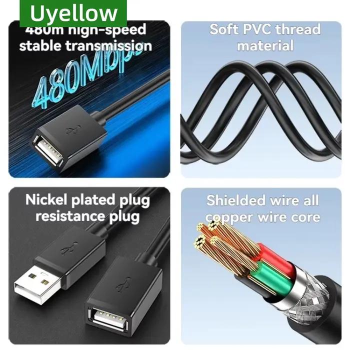Uyellow 2.0 câble d'extension Usb 5m 10m 3m 2m 1m 50cm 8m mâle à femelle pour ordinateur portable Smart TV U disque