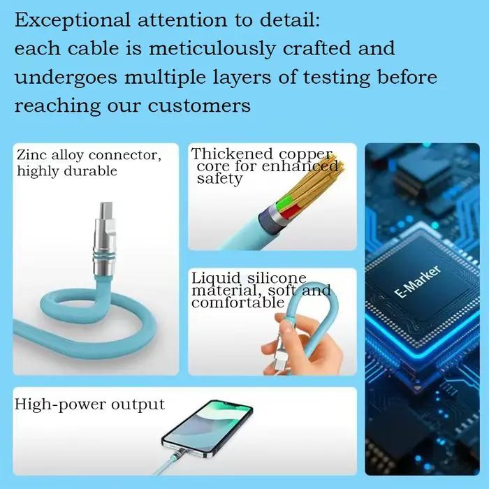 Hichain PD240W USB C câble de charge rapide Silicone liquide souple Type vers C
