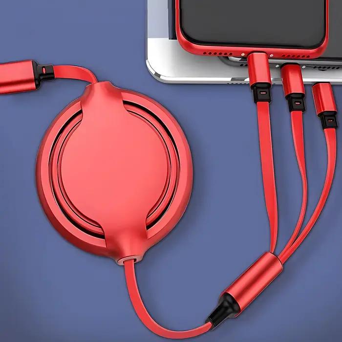 Câble de charge rétractable 3 en 1 100W super rapide universel avec USB Type C Micro pour iPhone Samsung Huawei Xiaomi
