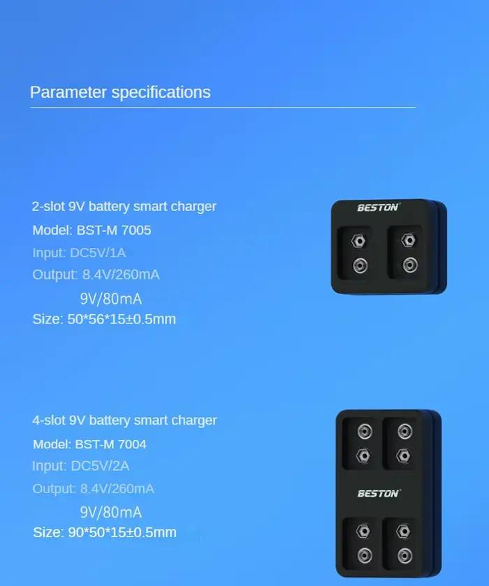 Chargeur de batterie intelligent rapide à 4 emplacements 9V