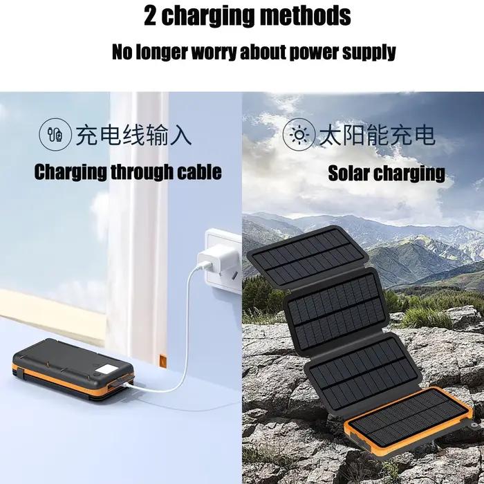 Batterie Portable Solaire 50000mAh avec Panneaux Pliables pour Camping et Activités Extérieures Charge Rapide USB-A USB-C