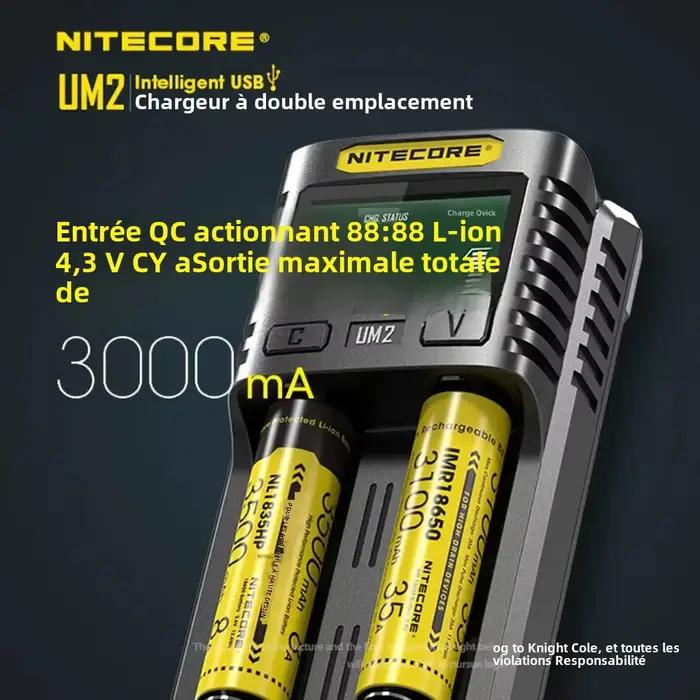 Nitecore UM2 USB chargeur QC double emplacement circuits intelligents assurance mondiale li-ion AA 18650 20700 26500