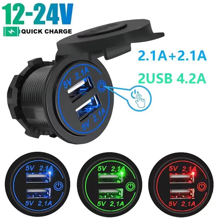 Chargeur de voiture double USB avec interrupteur tactile