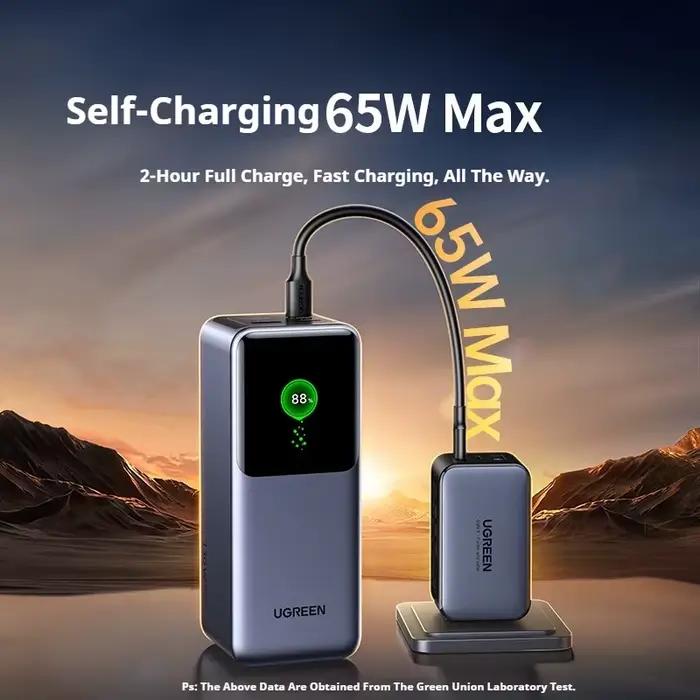 UGREEN 200W 20000mAh Power Bank Chargeur rapide avec câble intégré de 65 cm Batterie externe portable pour