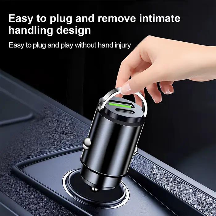 Mini chargeur de voiture 100W Type C double USB à charge rapide pour iPhone 17 Pro Max Samsung Huawei Xiaomi, chargeur allume-cigare