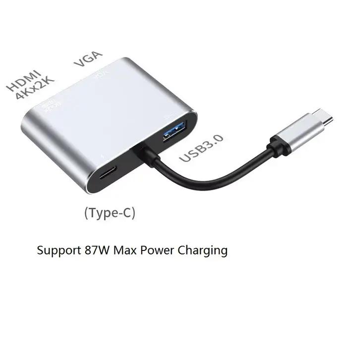 Adaptateur USB-C HDMI Compatible VGA 4K 3D Hub de Répartition Câble pour Moniteur PC Téléphone TV Occasions Spéciales