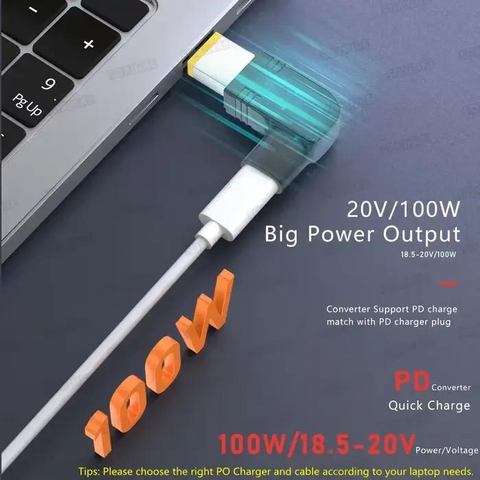 Convertisseur de chargeur universel PD 100W Type C pour ordinateur portable Asus Lenovo HP Dell Acer Samsung USB C chargeur rapide adaptateur de charge adapté pour voyager et usage quotidien
