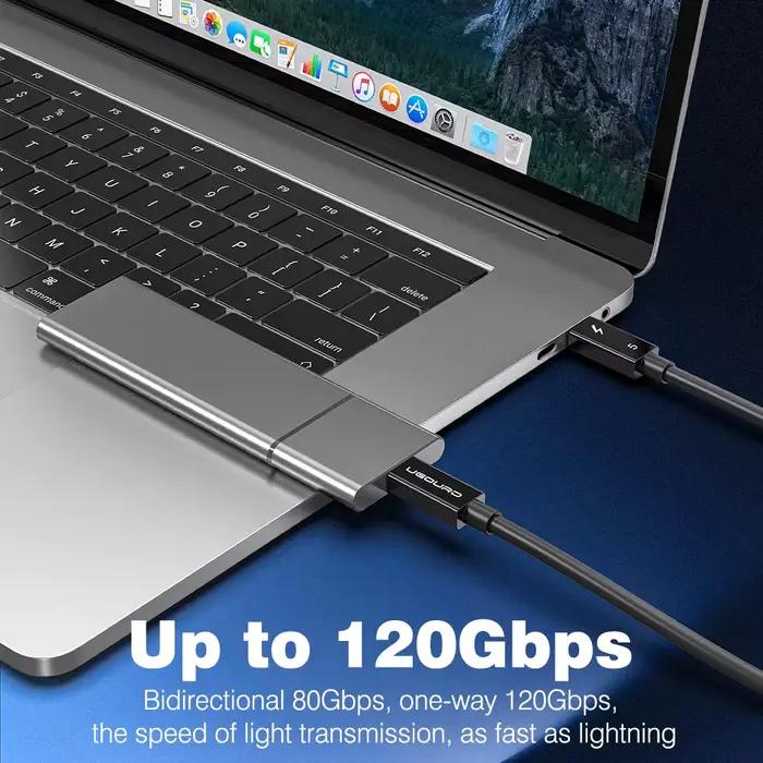 Câble Thunderbolt 5 multifonctionnel coaxial 120 Gbps/80 Gbps Type C vers Type C pour charge rapide et transmission de données rapides compatible PD 240W 16K avec USB4/Thunderbolt 4