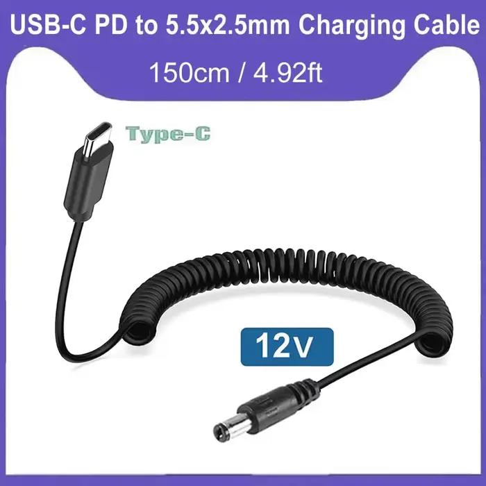 Câble d'alimentation USB C vers DC 12V 3A rétractable pour charge rapide et utilisation polyvalente occasions quotidiennes professionnelles et voyage
