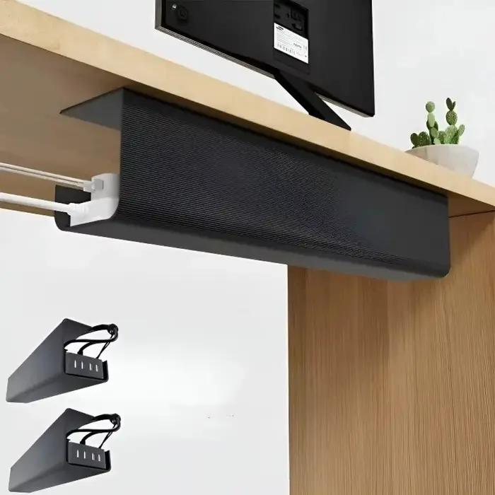 Organisateur de câbles sous le bureau en PVC, grande capacité, fixation adhésive sans perçage, design minimaliste, rangement facile