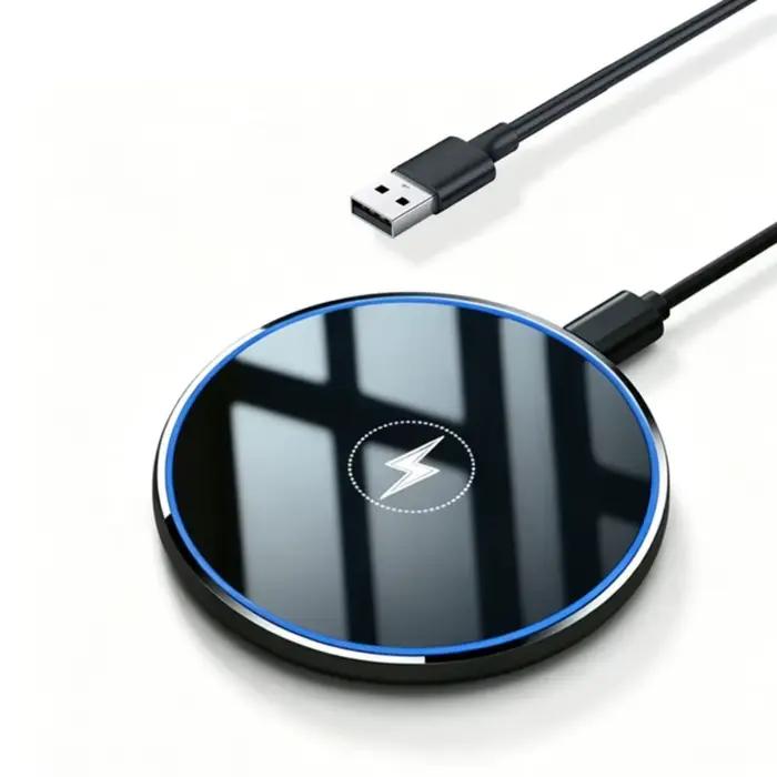 Station de charge sans fil rapide avec indicateur LED pour iPhone 17/17 Pro Max Samsung Galaxy Design moderne et élégant pour bureau