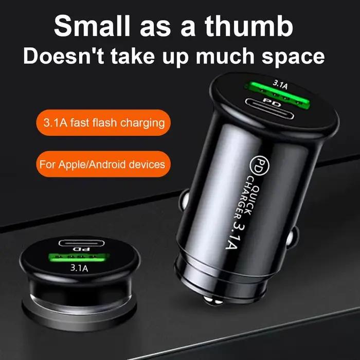 Adaptateur de chargeur de voiture USB A + C Type C