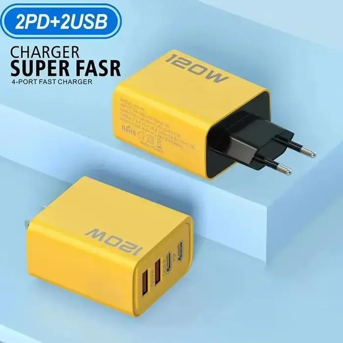 Quick Charge 3.0 Fast Charger Muti Total 120W 4 Port USB Type C PD Mobile Phone Wall Adapter for iPhone 16 Samsung S24
