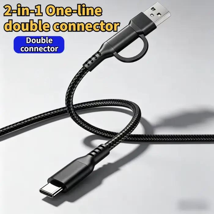 Câble de charge 2-en-1 USB-C vers USB-C 60W