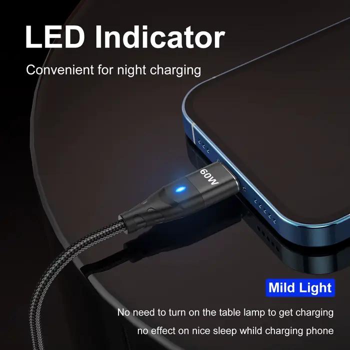 Câble de charge rapide magnétique USB C vers VopeC pour iPhone et Samsung