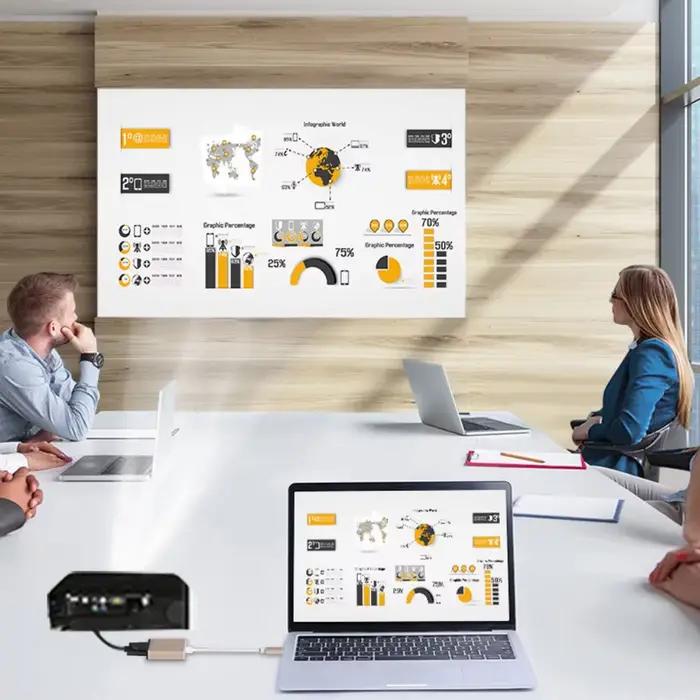 Câble adaptateur USB-C vers VGA femelle pour MacBook et ordinateur portable compatibles avec projecteur et moniteur PC