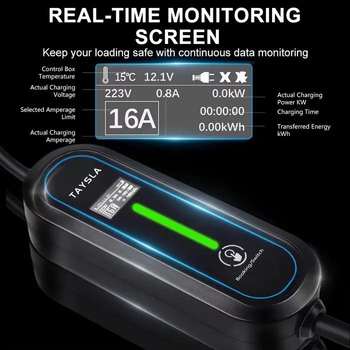 TAYSLA – chargeur EV Portable 3.5kW 16A TYPE 2 TYPE 1 J1772