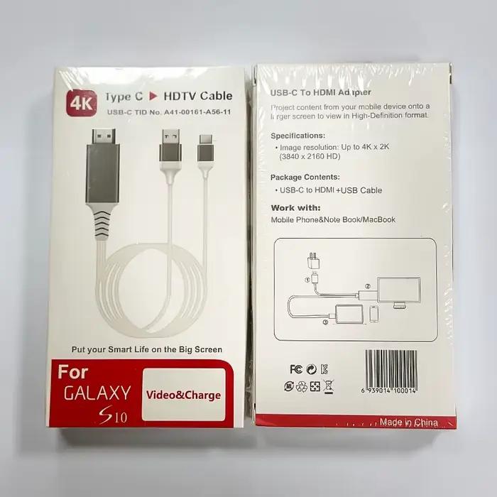2M ordinateur portable téléphone USB type-c vers HDMI TV 4K 1080P Projection même câble d'écran HD Audio et vidéo