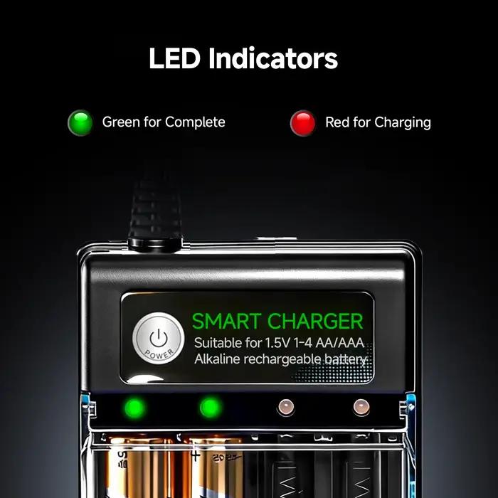 Chargeur de batterie intelligent pour piles alcalines rechargeables AA AAA 1