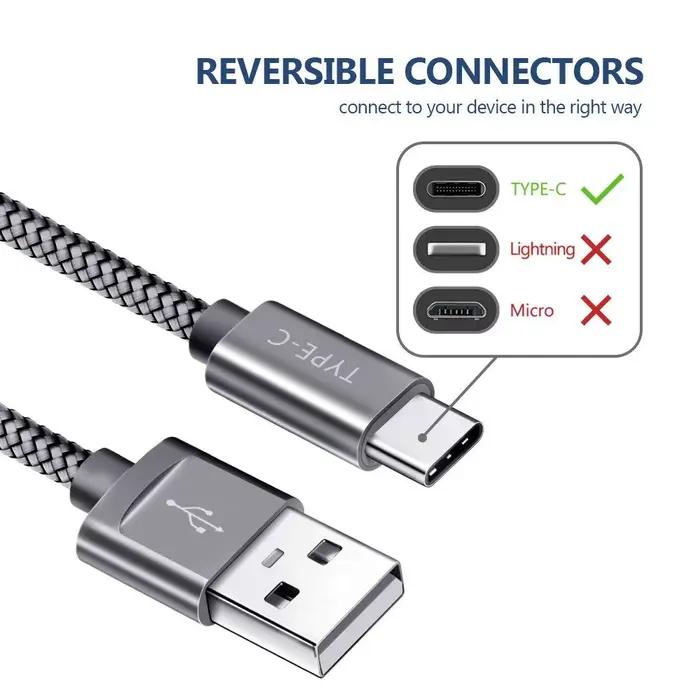 Câble USB Type-C pour Recharge Rapide de Batterie Compatible avec Samsung Galaxy A51 A71 A5 A70 A81 M31 A12 S21 S10 S10E S9 A50 en Argent Bleu Brun Or Rose Noir Vert 2m 3m
