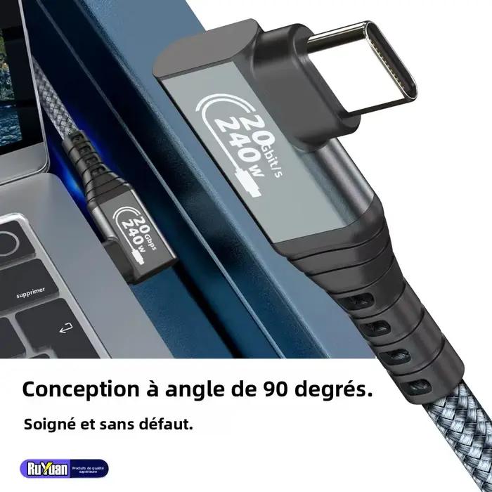 Câble de données USB C 20 Gbps pour transfert rapide et charge rapide PD 240 W pour moniteurs 4K et stations d'accueil occasions spéciales pour homme