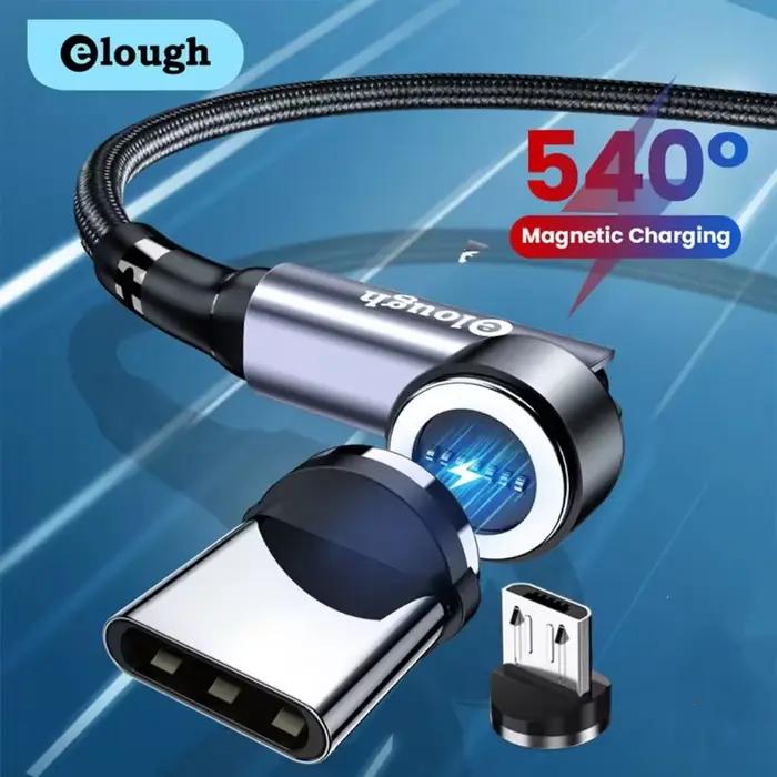 Elough câble magnétique Type C fil 540 rotation 3A aimant de charge rapide USB