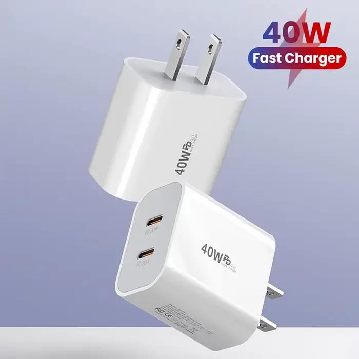 Chargeur rapide 40W Type C double Port PD, adaptateur de charge rapide pour iPhone 15 14 Samsung S23 Xiaomi 10A, câble USB C vers USB C