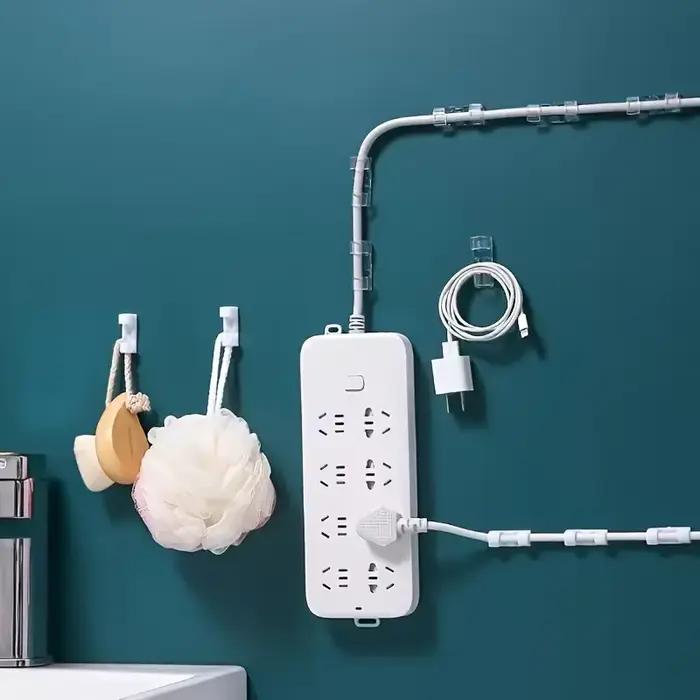 20-200 pièces de clips de gestion de câbles autocollants en plastique transparent pour l'organisation