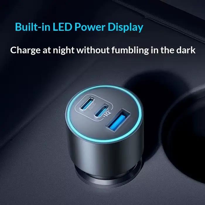 Chargeur de voiture Anker 167,5W 3 ports 2C1A à charge rapide, adaptateur allume-cigare pour iPhone/Huawei/Xiaomi, idéal pour les cadeaux