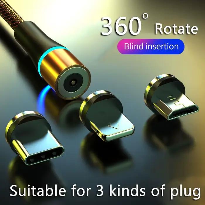 Câble magnétique USB Micro et Type C 360 3A