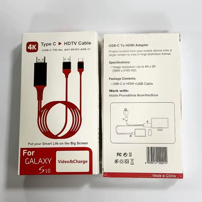 2M ordinateur portable téléphone USB type-c vers HDMI TV 4K 1080P Projection même câble d'écran HD Audio et vidéo