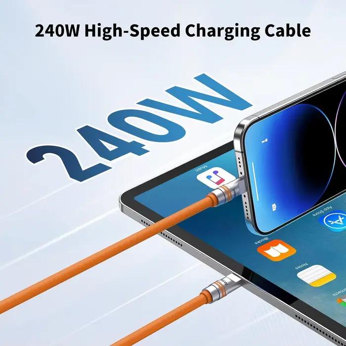 Hichain PD240W USB C câble de charge rapide Silicone liquide souple Type vers C