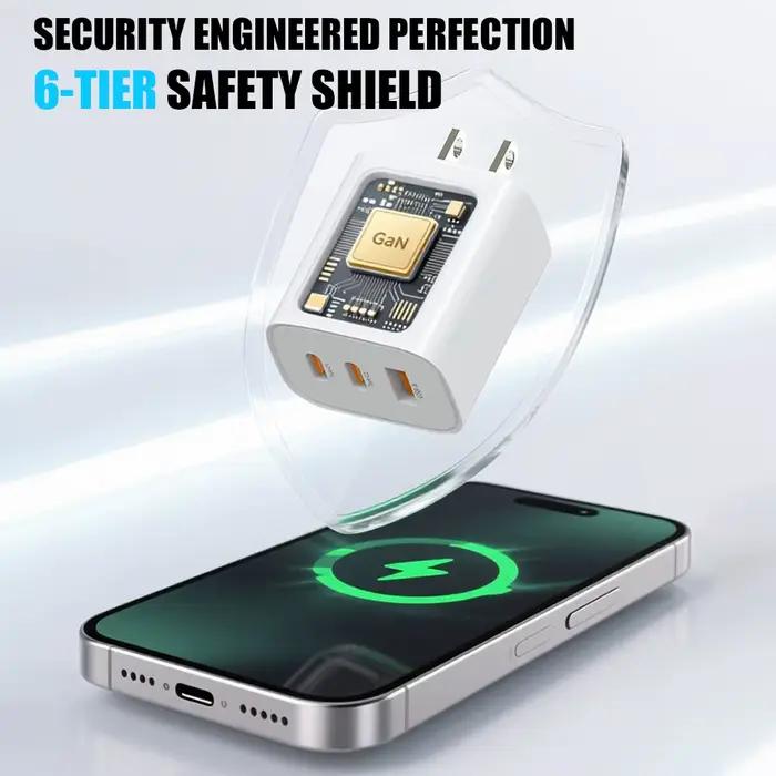Chargeur mural USB-C GaN 65W à 3 ports PPS PD QC rapide Type C 20V pour ordinateur portable