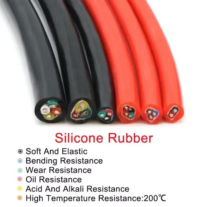Câble en caoutchouc silicone ultra-résistant 1 5 10M² 0.3 0.5 0.75 1 1.5 2 2.5 4 6mm fil de cuivre isolé flexible haute température 2 3 4 conducteurs pour projets électriques résistants aux conditions extrêmes