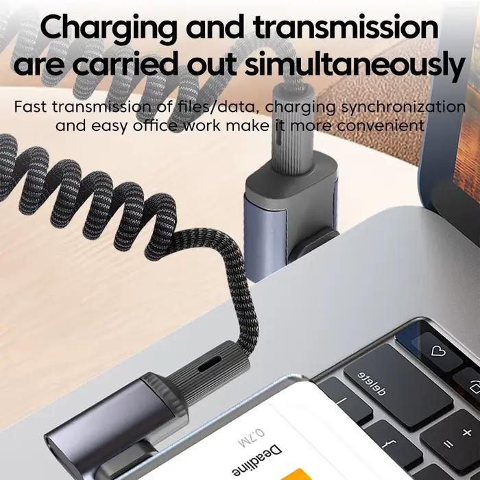 Câble de données à ressort flexible Type C/USB 100W