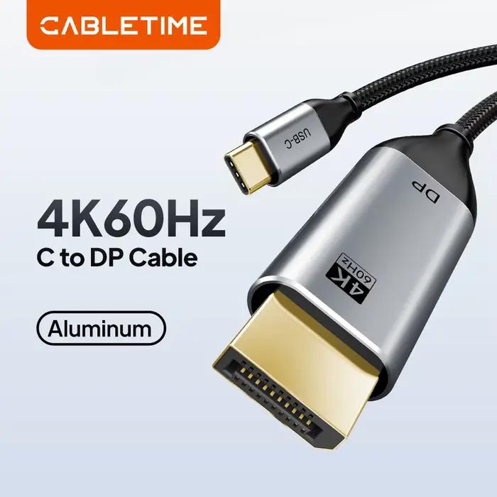 CABLETIME Câble DP USB-C vers DisplayPort 4K 60Hz Thunderbolt 3 USB 3.1 Adaptateur