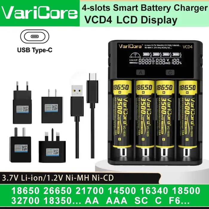 Chargeur de batterie Rechargeable intelligent USB type-c pour 3.7 V Li-ion 18650 21700 26650 3.2 V LiFePO4 32700 1.2 V