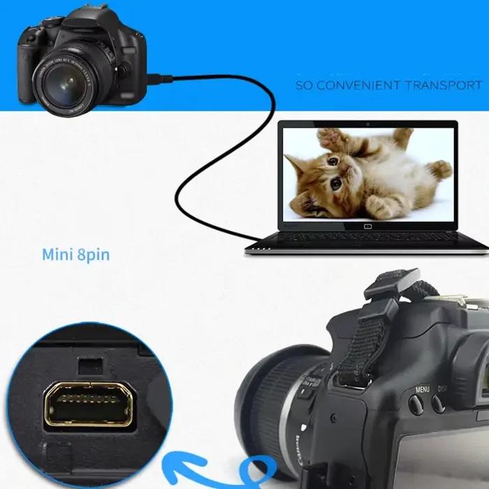 Câble de données USB UC-E6(8 broches) pour Nikon COOLPIX P310 P510 J1 V1 S100 AW100 S1200pj S6200 S8200 P7100 L24 L120 S3100 S4100 S9100