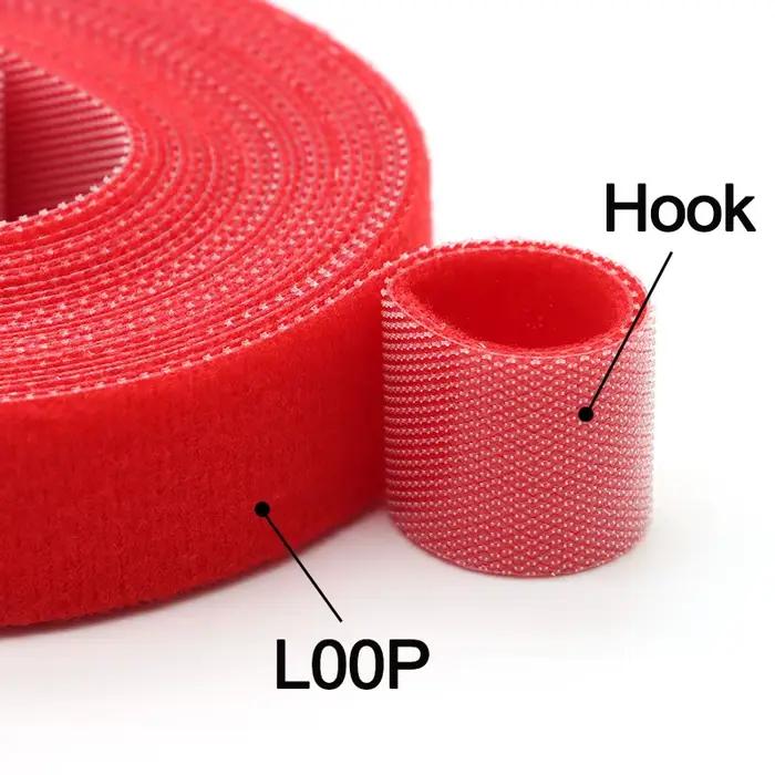 1/5 rouleaux de 5M de attaches pour câbles réutilisables rouges