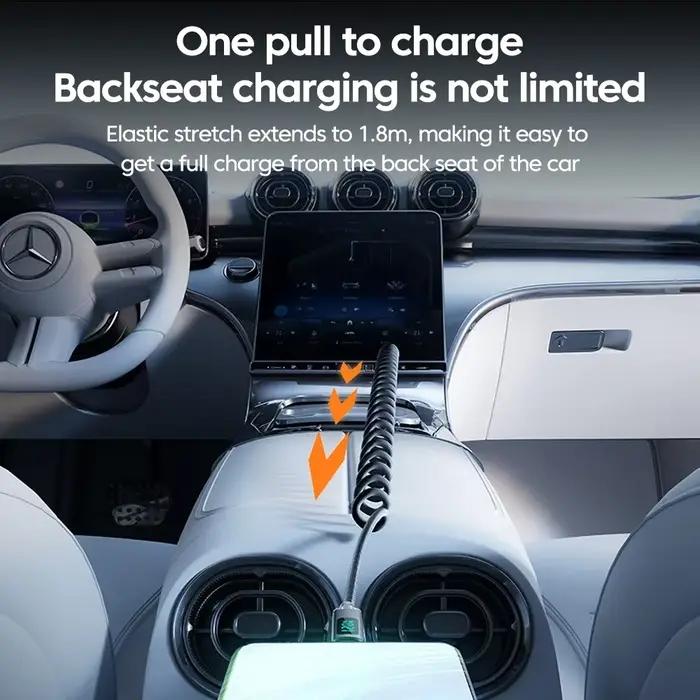 Chargeur de voiture rétractable 120W