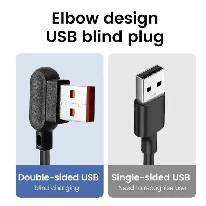 Lumière LED respirante 90 ° Câble de charge USB-C à ressort coudé 1M/1.5M