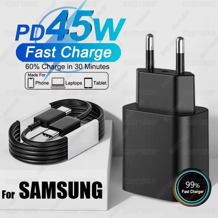 Chargeur rapide PD 45W pour Samsung Galaxy S24 S23 S22 S25 Ultra A54 A15 A35 A55 5G USB Type C Câble recharge rapide