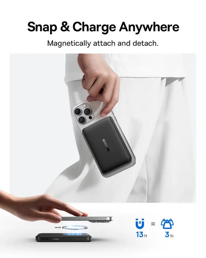Baseus Qi2 batterie externe magnétique 10000 mah 15 W Charge sans fil 22.5 W