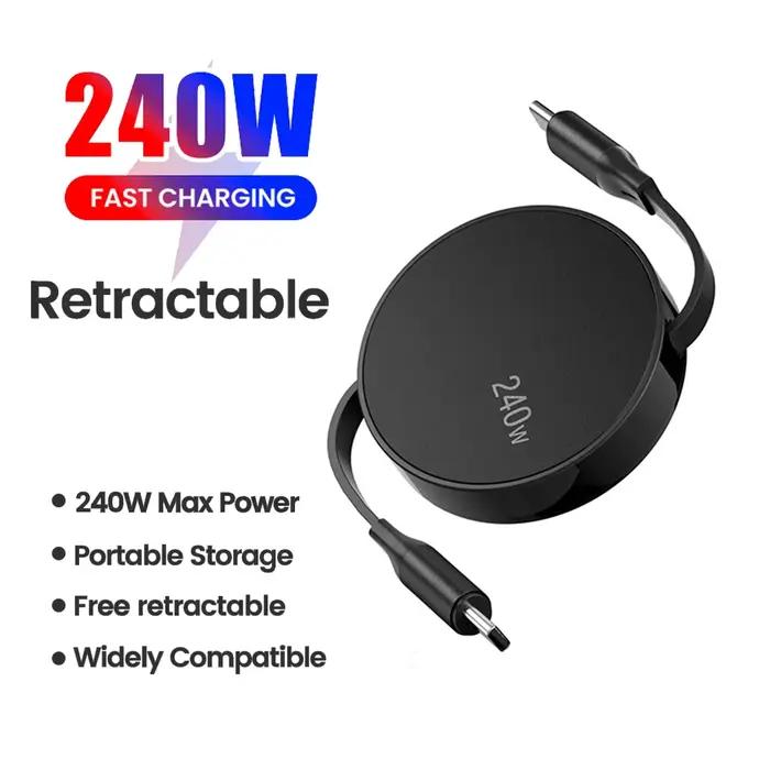 Câble de charge rapide PD 240W rétractable Type C vers