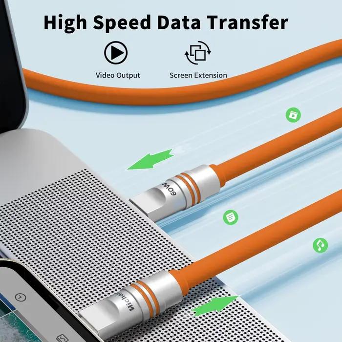 Hichain PD240W USB C câble de charge rapide Silicone liquide souple Type vers C