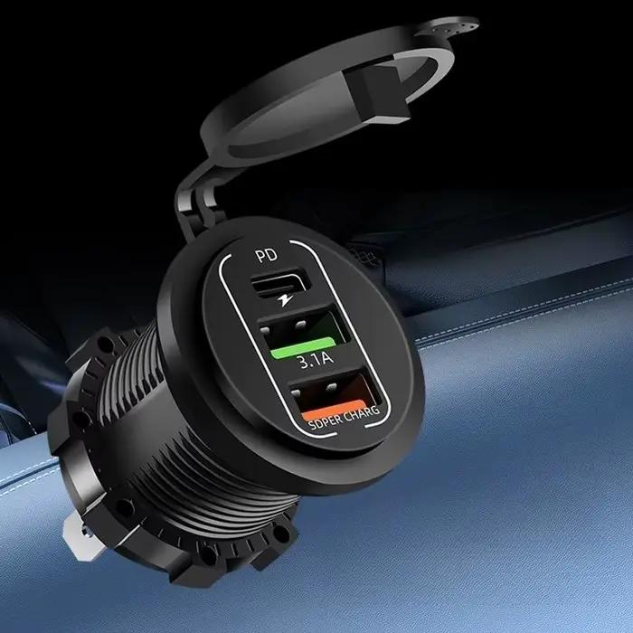 Prise de chargeur de voiture double type-c et double USB
