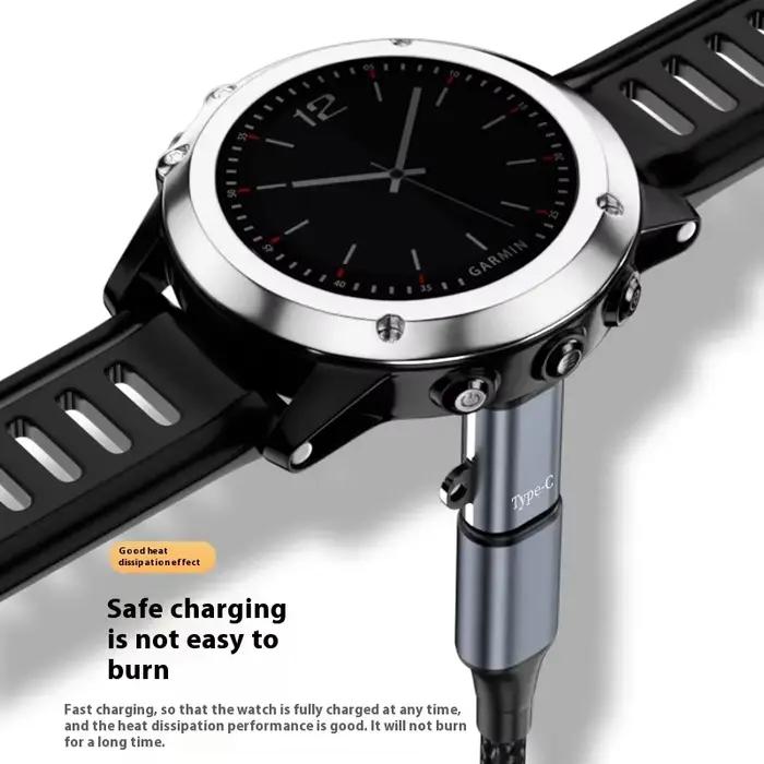 Convertisseur de charge Type C pour montres Garmin Fenix 8 7 7S 7X 6 E Pro Solar Instinct Venu 3S 2 SQ Epix Tactix chargeur 4 broches rapide et pratique pour activités quotidiennes et aventures spéciales