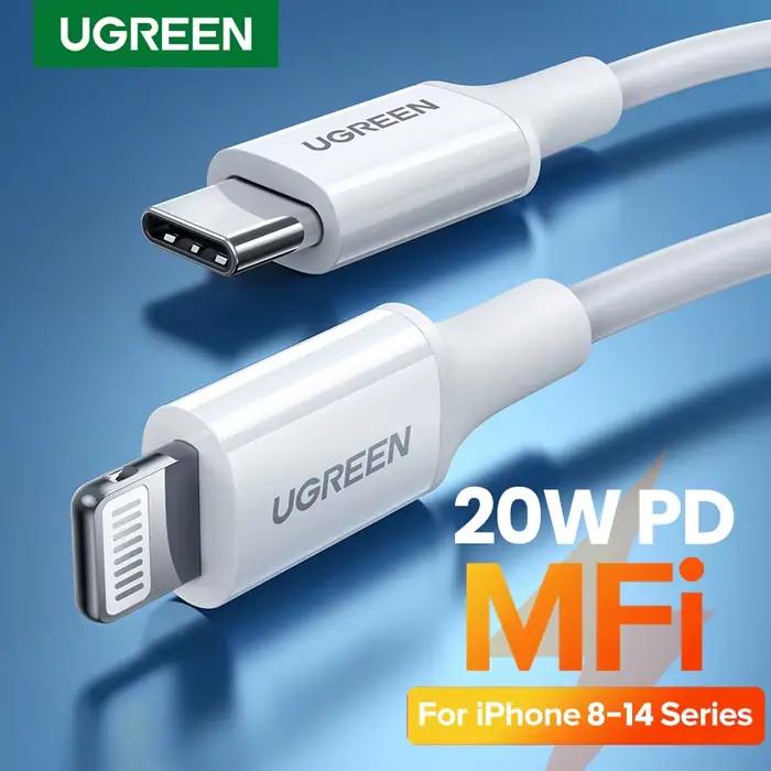 Câble USB C vers Lightning UGREEN 20W PD rapide pour iPhone 14/13/12 Pro Max et iPad Mini - Nylon Tresse Durabledurable pour charge et synchronisation des données