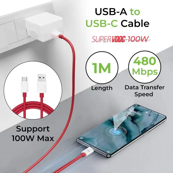 Câble d'origine Oneplus Warp Supervooc USB Type C 100w 80w 65w