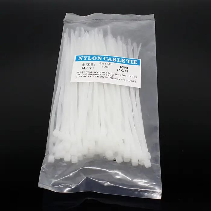 100pcs 3X150MM autobloquant Câble Zi p Ties.ca ble ties Blanc Noir Rouge Bleu Jaune Nylon Fil couleur